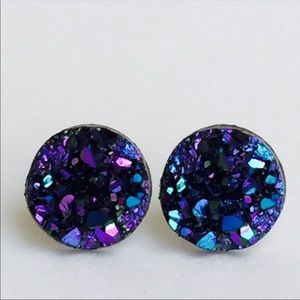 3X$15 🎀 Blackberry Druzy Style Earrings